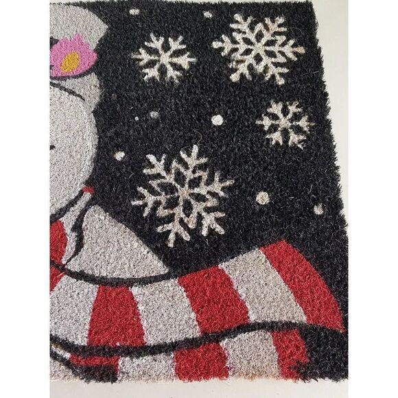 Frosty The Snowman Christmas Outdoor Coir Mat Rug 18 X 28” Snowflakes Winter NEW - Picture 7 of 11